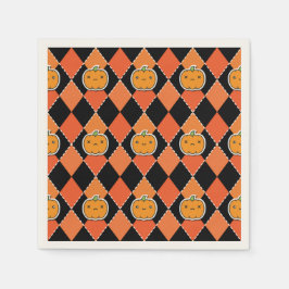 Halloween Kawaii Jack-o-Laterne-Raute Serviette