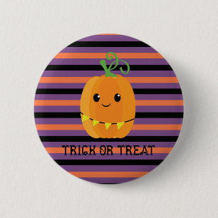 Halloween Kawaii Kürbis gestreift Button