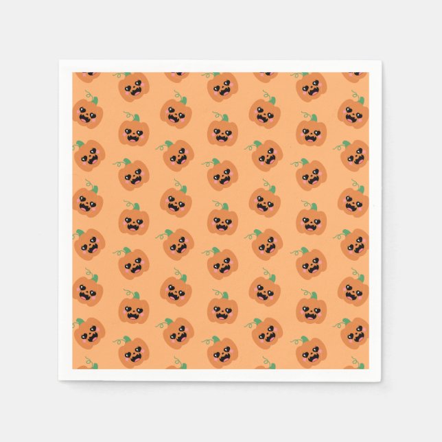 Halloween Kawaii-Kürbismuster Serviette (Vorderseite)