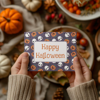 Halloween Kawaii Pattern Feiertagspostkarte