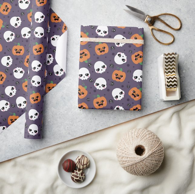 Halloween Kawaii Pattern Geschenkpapier (Kunsthandwerk)