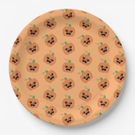 Halloween Kawaii Pumpkins Pattern Pappteller
