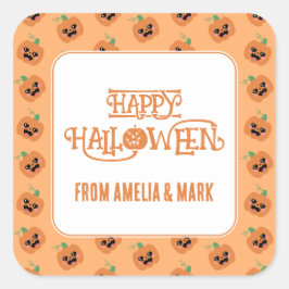 Halloween Kawaii Pumpkins Pattern Quadratischer Aufkleber
