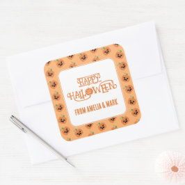 Halloween Kawaii Pumpkins Pattern Quadratischer Aufkleber