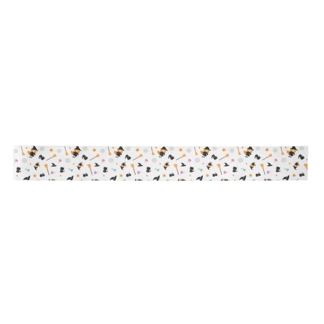 Halloween Kawaii Retro Witch Disco Ball Satinband (Vorderseite)
