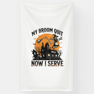 Halloween-Kellnerin-Shirt Besen Zerbrochen Humor_1 Banner