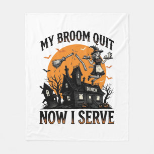 Halloween-Kellnerin-Shirt Besen Zerbrochen Humor_1 Fleecedecke