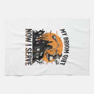 Halloween-Kellnerin-Shirt Besen Zerbrochen Humor_1 Geschirrtuch