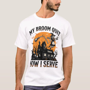 Halloween-Kellnerin-Shirt Besen Zerbrochen Humor_1 T-Shirt
