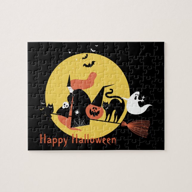 Halloween Kids Black Beängstigend Cartoon Moon Hex (Horizontal)