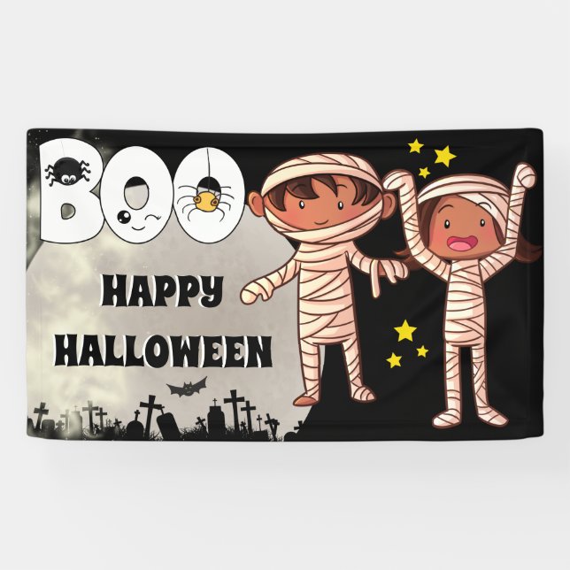 Halloween-Kids-Friedhofboje Vollmond Banner (Horizontal)