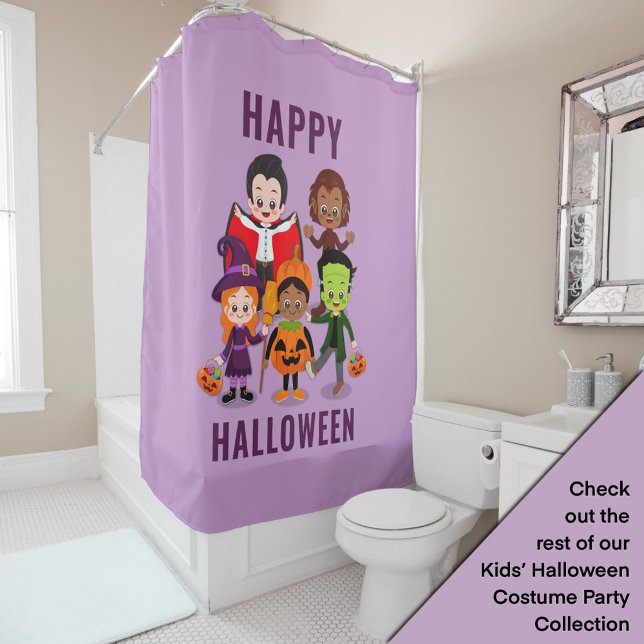 Halloween Kids-Party für Niedliche Kostüme Duschvorhang (Von Creator hochgeladen)