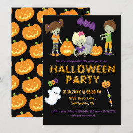 Halloween Kids Zombies Pumpkin Ghost Spooky Party Einladung