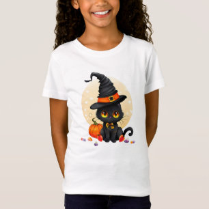 Halloween-Kinder Süße schwarze Katze T-Shirt