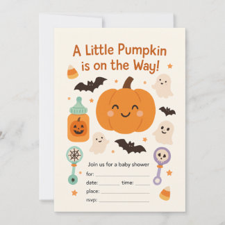 Halloween-Kinderdusche Einladung - Niedliche Kürbi