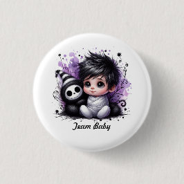 Halloween-Kinderdusche - Lila Gotisches Baby Button