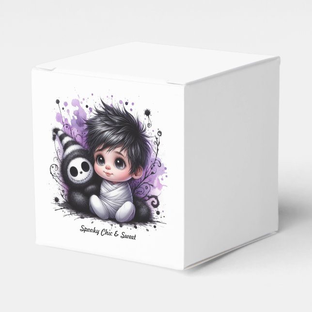 Halloween-Kinderdusche - Lila Gotisches Baby Geschenkschachtel (Vorderseite)