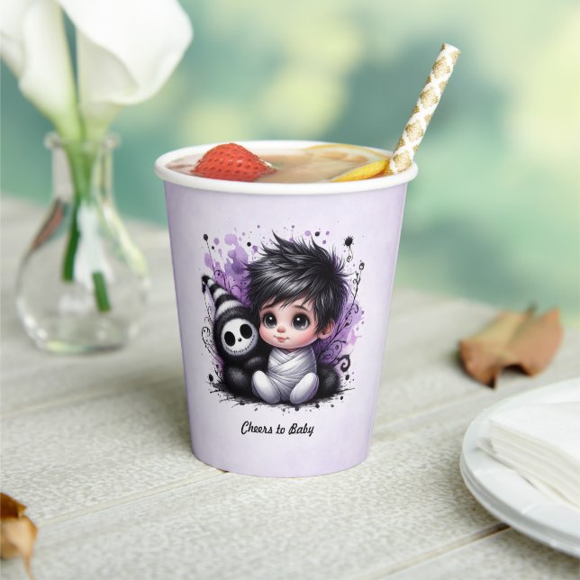 Halloween-Kinderdusche - Lila Gotisches Baby Pappbecher (In Situ)