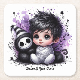 Halloween-Kinderdusche - Lila Gotisches Baby Rechteckiger Pappuntersetzer