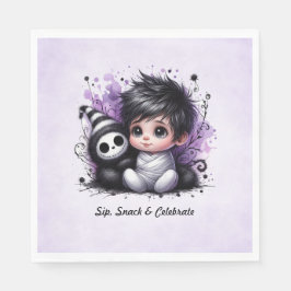 Halloween-Kinderdusche - Lila Gotisches Baby Serviette
