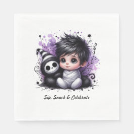Halloween-Kinderdusche - Lila Gotisches Baby Serviette