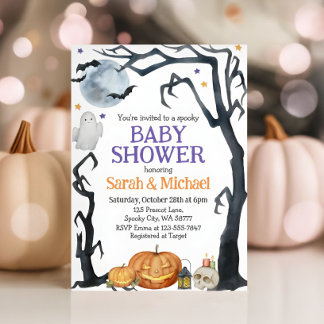 Halloween Kinderdusche Niedliche Wasserfarbe Einladung