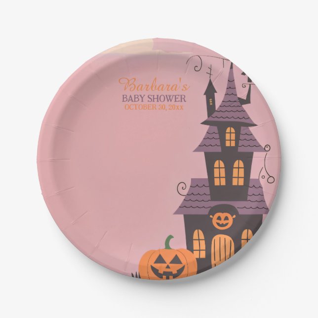 Halloween-Kinderdusche Pappteller (Vorderseite)