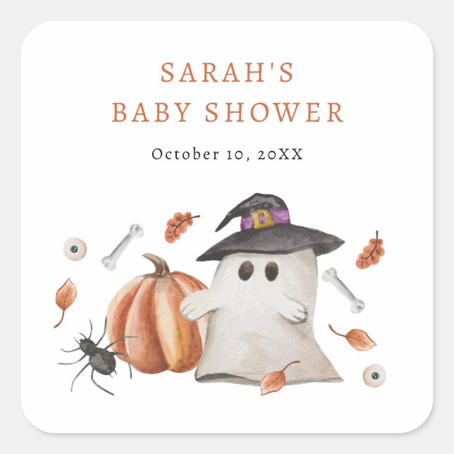 Halloween-Kinderdusche Quadratischer Aufkleber (Vorderseite)