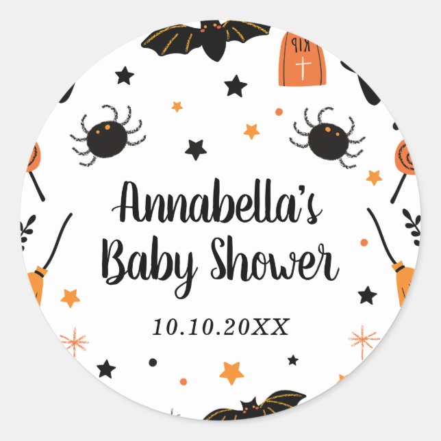 Halloween-Kinderdusche Runder Aufkleber (Vorderseite)