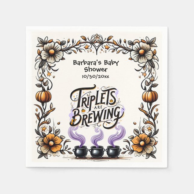 Halloween-Kinderdusche - Triplets brauen Serviette (Vorderseite)