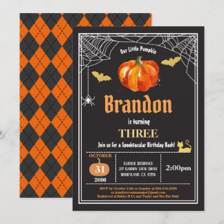 Halloween Kindergeburtstag Einladung. Schwarz und Einladung