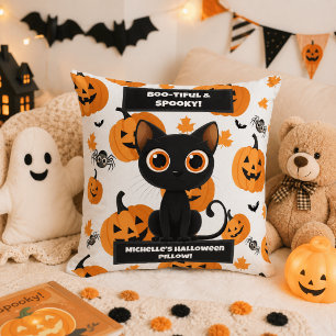 Halloween Kissen - schöne Katze & Kürbisdesign
