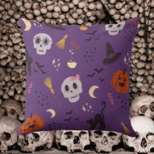 Halloween-Kissen – Totenköpfe, Kürbisse, Katzen Kissen
