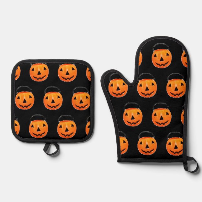 Halloween Kitchen Decor Ofenhandschuh & Topflappen-Set (Vorderseite)