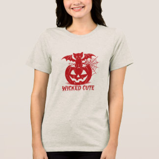Halloween Kitten mit Bat Wings Pumpkin T Shirt