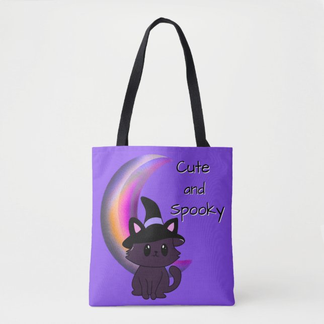 Halloween Kitty & Crescent Moon Niedlich Custom Tasche (Vorderseite)