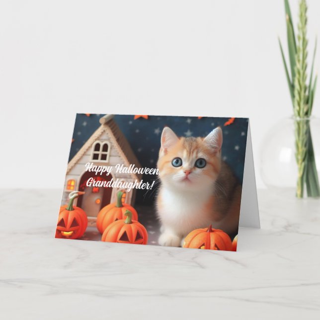 HALLOWEEN KITTY FÜR DIE GRANDAUGHTER-KARTE KARTE (Vorderseite)