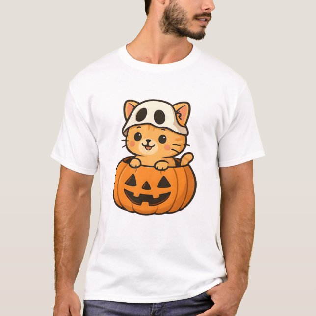 Halloween Kitty inside a pumpkin Classic T-Shirt (Vorderseite)
