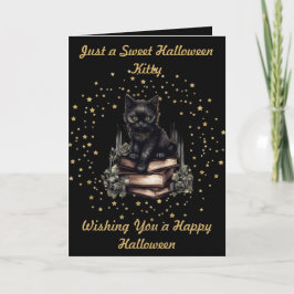 Halloween Kitty mit Imitate Gold Stars & Books Car Dankeskarte