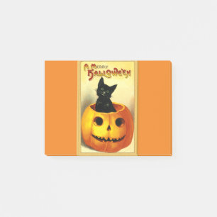 Halloween Kitty sitzt in der Kürbislaterne Post-it Klebezettel