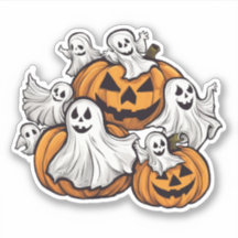 Halloween: Kleine Geister mit Kürbissen - 