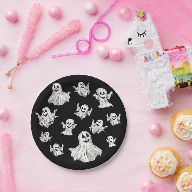 Halloween: Kleine Geister -  Pappteller (Party)