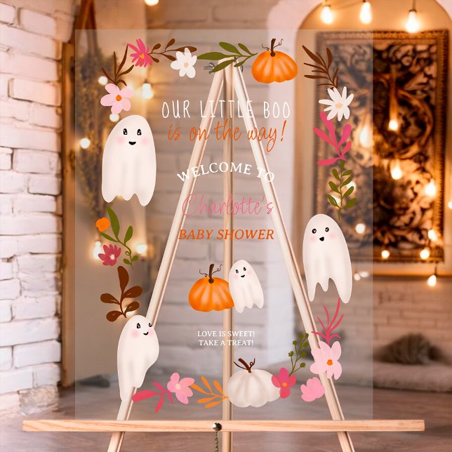 Halloween kleine Gespenster Begrüßungbaby-Dusche Acrylschild (Halloween little boo Ghosts welcome baby shower Acrylic Sign)