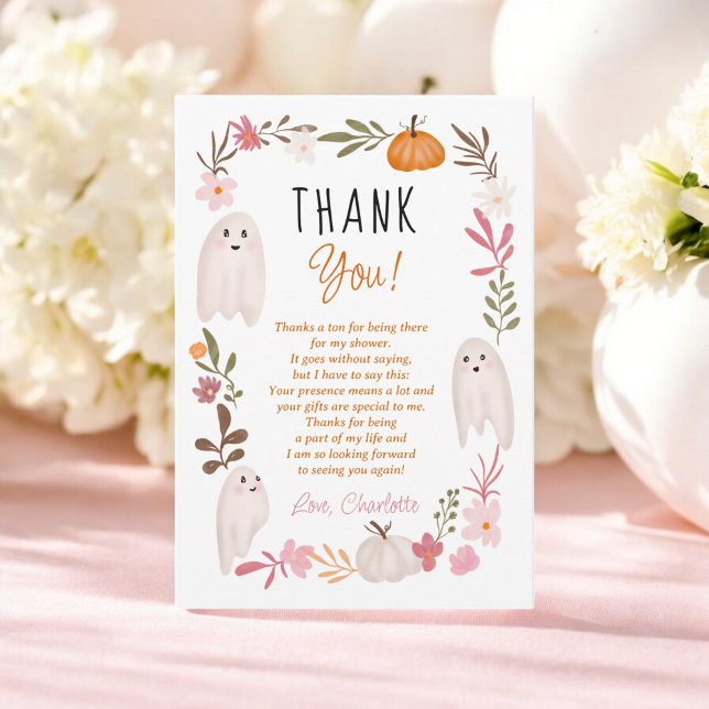 Halloween kleine Gespenster Niedliche Babydusche Dankeskarte (Halloween little boo Ghosts Cute baby shower Thank You Card)