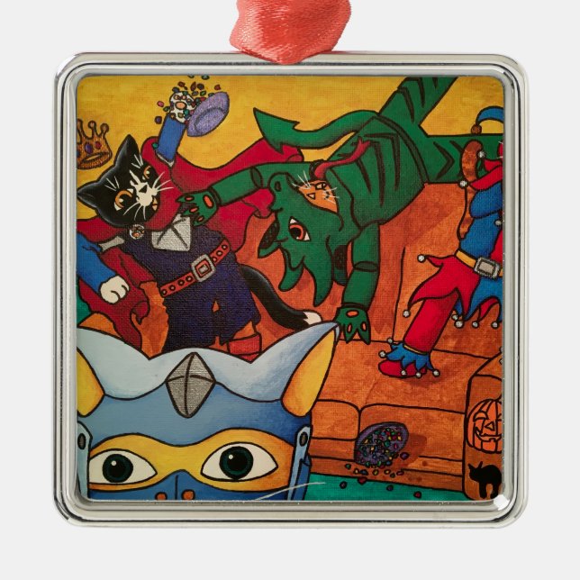 Halloween Knight Costume Cats Ornament Aus Metall (Vorne)