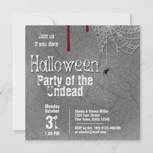 Halloween-Knochen-Party des Untoten Gravestones Einladung (Vorderseite)