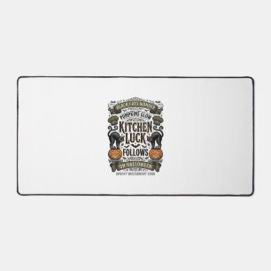 Halloween-Kochen-Shirt Vintage-Schwarze Katze Kürb Schreibtischunterlage