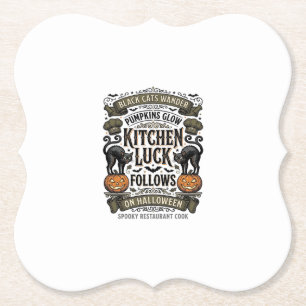 Halloween-Kochen-Shirt Vintage-Schwarze Katze Kürb Untersetzer
