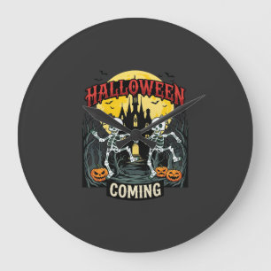 Halloween Kommende Tanzende Skelette Schloss Kürbi Große Wanduhr