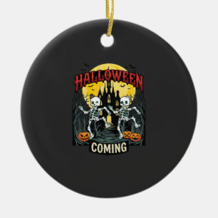 Halloween Kommende Tanzende Skelette Schloss Kürbi Keramik Ornament